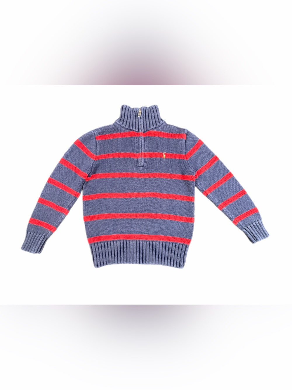 POLO Ralph Lauren Striped Classic Quarter Zip Sweater - 6